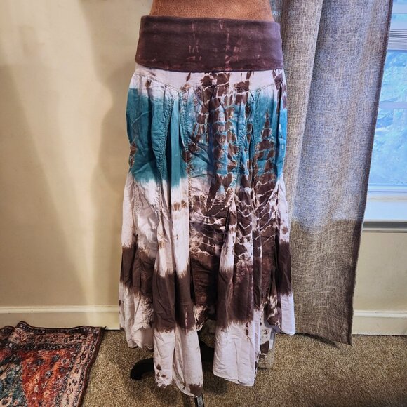 Baba Dresses & Skirts - Baba Indian Handcrafted Tie-Dye Maxi Skirt | Tulip Hem & Boho Style | Size M